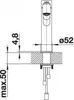 A technical drawing showing dimensions for a faucet installation. Produktbild-Vorschau