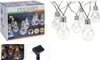 A collage of product packaging, a string of solar-powered LED bulbs, and a close-up of the solar panel. Anteprima dell’immagine prodotto