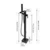 A diagram of a black freestanding bathtub faucet with dimensions indicated. Podgląd zdjęcia produktu