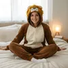 Onesie Kigurumi Pyžamo Lev Převlek Kostým S: 145 - 155cm Náhled obrázku produktu 3
