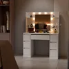 Juskys Schminktisch Malia mit LED, 7 Schubladen & großem Produktbild-Vorschau 1
