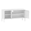 A white media console with open doors and shelves. Náhľad obrázku produktu