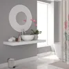 A modern bathroom with a sink, mirror, and shower curtain. Anteprima dell’immagine prodotto