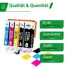A set of printer ink cartridges with marketing text and graphics. Produktbild-Vorschau