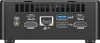 The back panel of a black mini PC with various ports. Produktbild-Vorschau