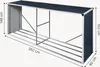 A metal firewood storage shed with dimensions indicated. Podgląd zdjęcia produktu