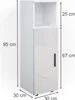 A white storage cabinet with dimensions labeled. Voir les images du produit