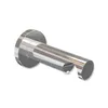 A chrome-plated soap dispenser nozzle with a single drop of liquid falling from it, mounted on a white background. Produktbild-Vorschau
