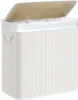 A white bamboo laundry basket with a lid is shown from a slightly angled front view. Produktbild-Vorschau