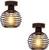 Two identical black ceiling lights with a retro design, each featuring a spiral metal cage and a visible Edison-style bulb. Produktbild-Vorschau