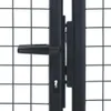 A close-up view of a gray metal garden gate latch and keyhole. Produktbild-Vorschau