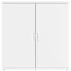 A white sideboard with two doors and two handles. Voir les images du produit