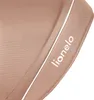 A close-up view of a beige fabric with a white trim and the brand name 'Lionelo' printed in white. Podgląd zdjęcia produktu
