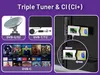 Marketing image showing different TV tuner types and CI+ module insertion. Náhled obrázku produktu