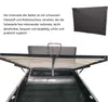 A partially opened bed frame showing the slatted base and storage compartment, with a separate image of a black fabric panel. Náhľad obrázku produktu