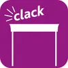 A graphic illustration of a storage container with sound waves emanating from it, indicating a 'clack' sound. Voir les images du produit
