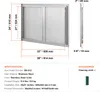 Diagram showing dimensions and specifications of a stainless steel grill access door. Anteprima dell’immagine prodotto