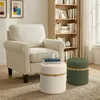 Set da 2 pouf in velluto verde oliva, morbidi pouf con Anteprima dell’immagine prodotto 7