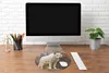 MuchoWow® Mauspad Mousepad Wolf - Stein - Weiß 50x50 cm - Produktbild-Vorschau 4