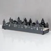 Teelichthalter Schwarz Metall Haus Tischdeko Kerzenhalter Produktbild-Vorschau 2