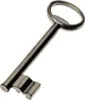 A close-up, studio shot of a metal key against a white background. Produktbild-Vorschau