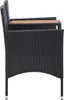 A side view of a black poly rattan garden bench with a wooden tea table. Náhled obrázku produktu
