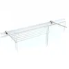 A white aluminum clothes drying rack mounted on a white rail, with transparent panels behind it. Voir les images du produit
