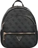 A studio shot of a grey Guess backpack with a repeating logo pattern. Produktbild-Vorschau