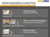 The image shows different mounting options for a product, with illustrations and text descriptions for each option. Produktbild-Vorschau