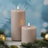 LED Stumpenkerze MIA - Echtwachs - realistische 3D Flamme - H: 20cm - D: 10cm - altrosa Produktbild-Vorschau