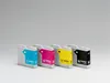 Four ink cartridges are lined up on a light gray background. Náhled obrázku produktu