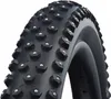 A close-up, studio shot of a bicycle tire with metal studs. Podgląd zdjęcia produktu