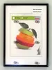 A black picture frame with a protective plastic cover displaying a sliced fruit image and product information. Anteprima dell’immagine prodotto