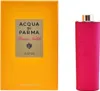 A product shot of Acqua di Parma Peonia Nobile Eau de Parfum for women, showing both the boxed product and the perfume bottle with its leather case. Podgląd zdjęcia produktu