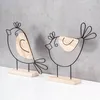 2er Set Deko Aufsteller Vogel Metall Holz Schwarz Natur Produktbild-Vorschau 5