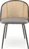 A front view of a single chair with a cane back and gray upholstered seat, set against a white background. Podgląd zdjęcia produktu