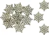 A collection of glittery snowflake-shaped decorations scattered on a white background. Produktbild-Vorschau