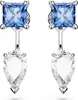 A pair of dangling earrings with blue square-top stones and clear pear-shaped drops. Produktbild-Vorschau
