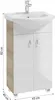 A bathroom vanity with a sink and faucet, with dimensions indicated. Voir les images du produit