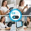 Collage mit zwei weißen und zwei schwarzen Webcam-Abdeckungen, mit vier Lifestyle-Bildern von Frauen, die Geräte verwenden Produktbild-Vorschau