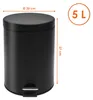 Poubelle à pédale en acier inoxydable ronde noire mate 27 x Voir les images du produit 2