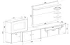 A technical drawing of a media unit with shelves and storage, including dimensions. Anteprima dell’immagine prodotto