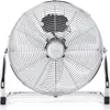 A silver floor fan with a chrome stand, shown from the front on a white background. Produktbild-Vorschau