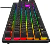 A close-up, angled view of a black mechanical gaming keyboard with RGB backlighting. Produktbild-Vorschau