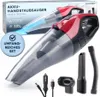 A product shot of a handheld vacuum cleaner with accessories and packaging in the background. Produktbild-Vorschau