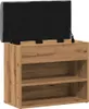 A shoe bench with storage, the lid is open. Voir les images du produit