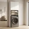 Badschrank Weiss stehend | Schmaler Badezimmerschrank mit 4 Produktbild-Vorschau 7