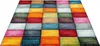 A colorful, multi-colored checkered rug is shown from a slightly elevated, diagonal angle against a white background. Produktbild-Vorschau