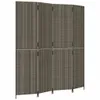 CLORIS Paravent 4-tlg. Grau Poly Rattan, 14,6 kg Produktbild-Vorschau 2