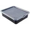 A black cake container with a translucent gray lid is shown against a white background. Podgląd zdjęcia produktu